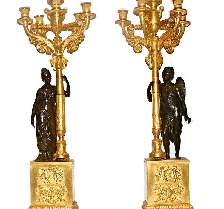 A pair of gild-bronze candelabras «AMOR AND PSYCHE»