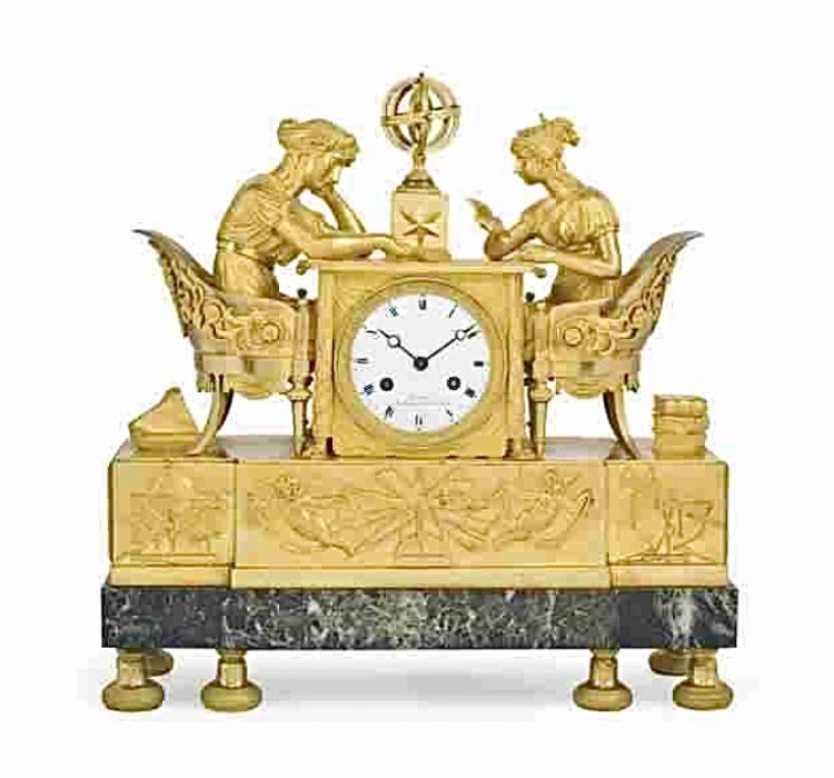 AN EMPIRE ORMOLU AND ANTICO MARBLE MANTEL CLOCK
JACQUIN,PARIS
CIRCA 1810